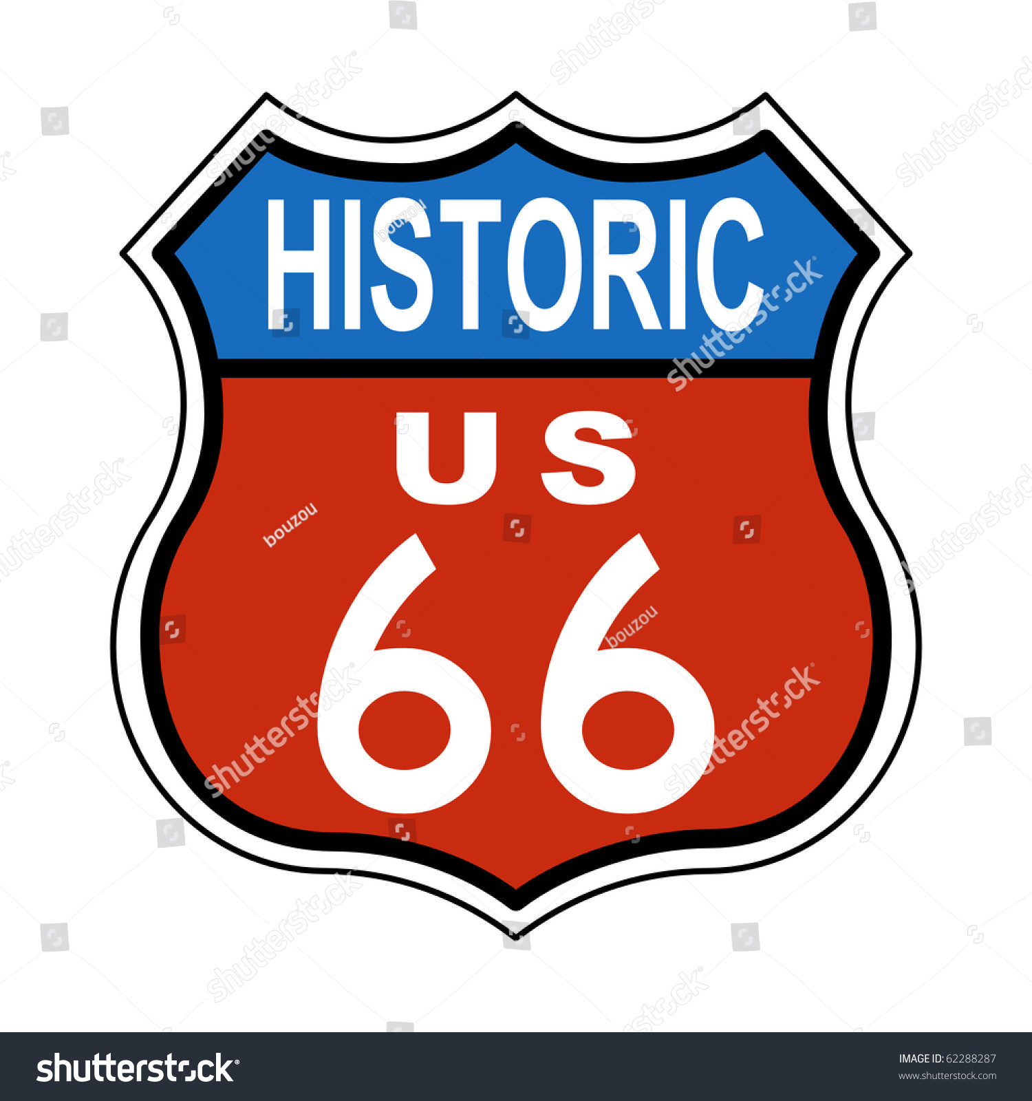 Historic Route Us 66 Sign Stock Illustration 62288287 | Shutterstock