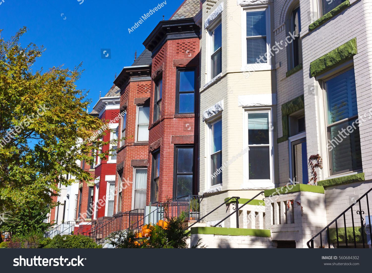 Historic Row Houses Washington Dc Neighborhood Stock Photo Edit Now