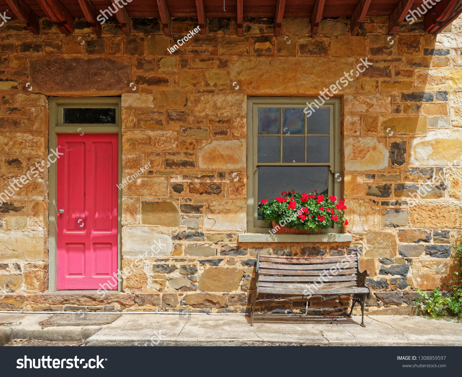 Historic Stone House Facade Pink Door Stock Photo Edit Now