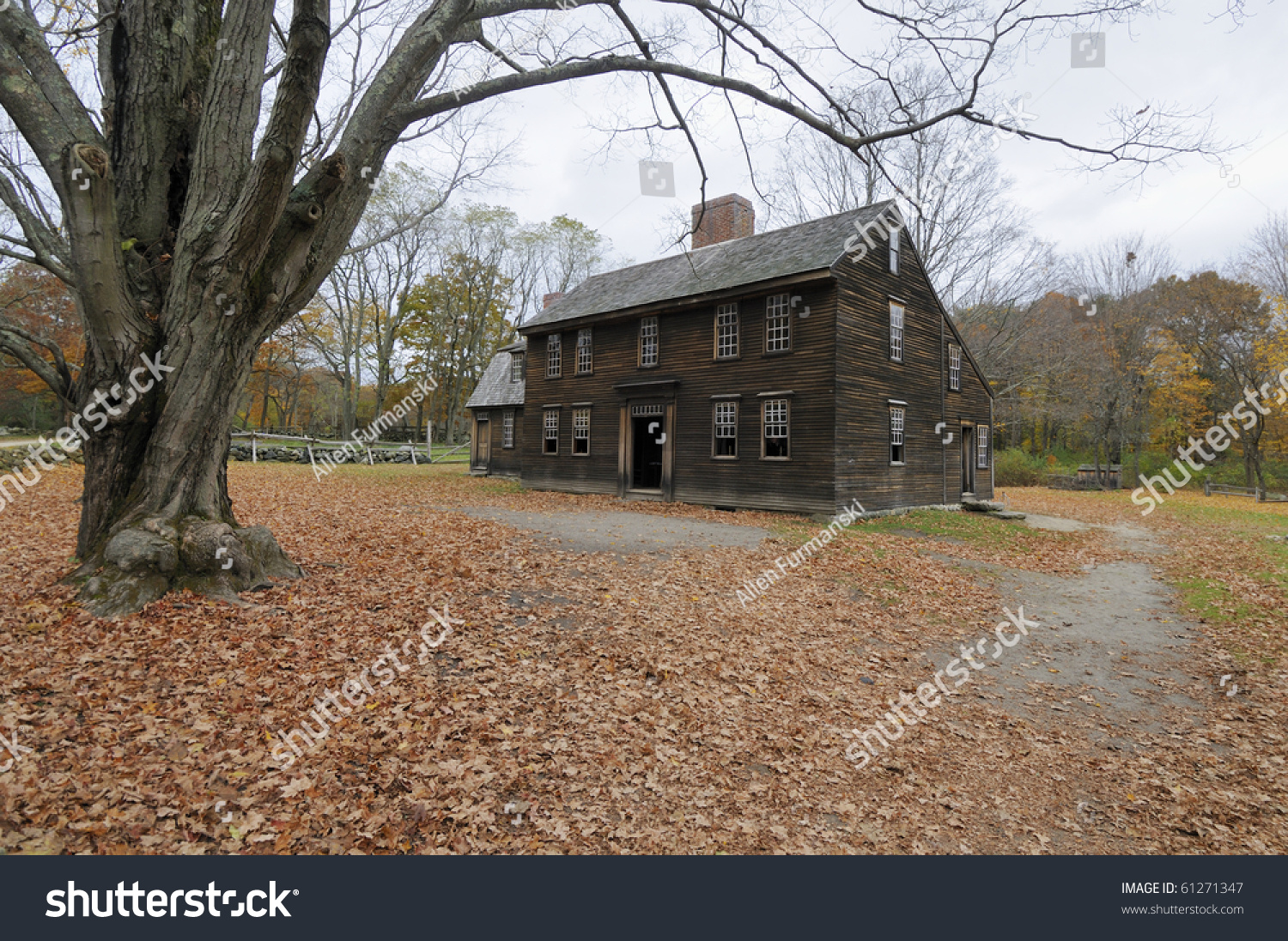 Historic Wooden House In The Massachusetts Countryside Stock Photo ...