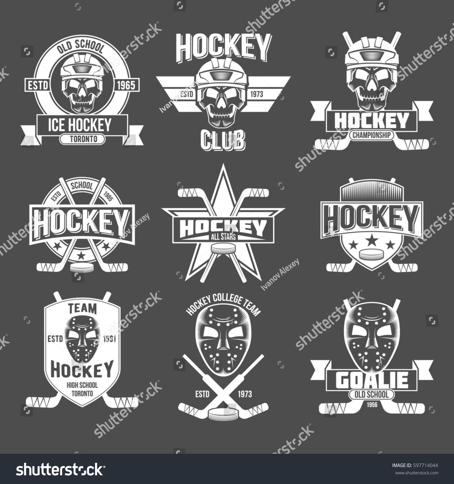 Hockey Logo Set Stock Illustration 597714044 - Shutterstock