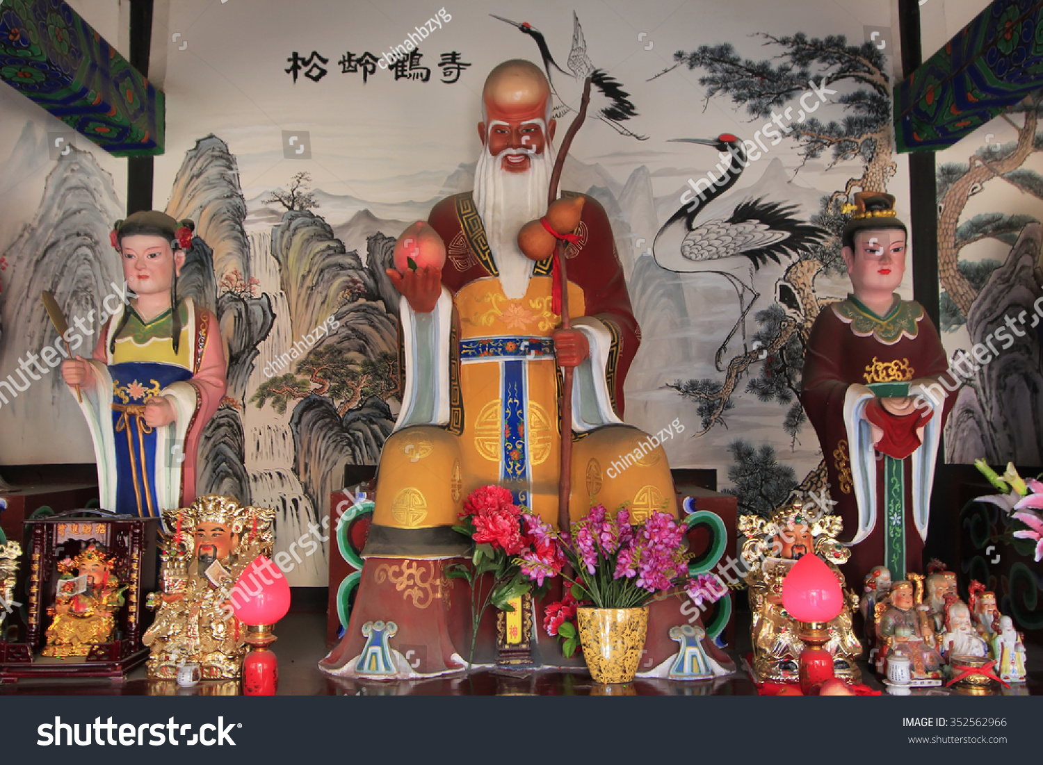 Hohhot City - February 6: Longevity Gods Sculpture In Mammon Temple, On ...