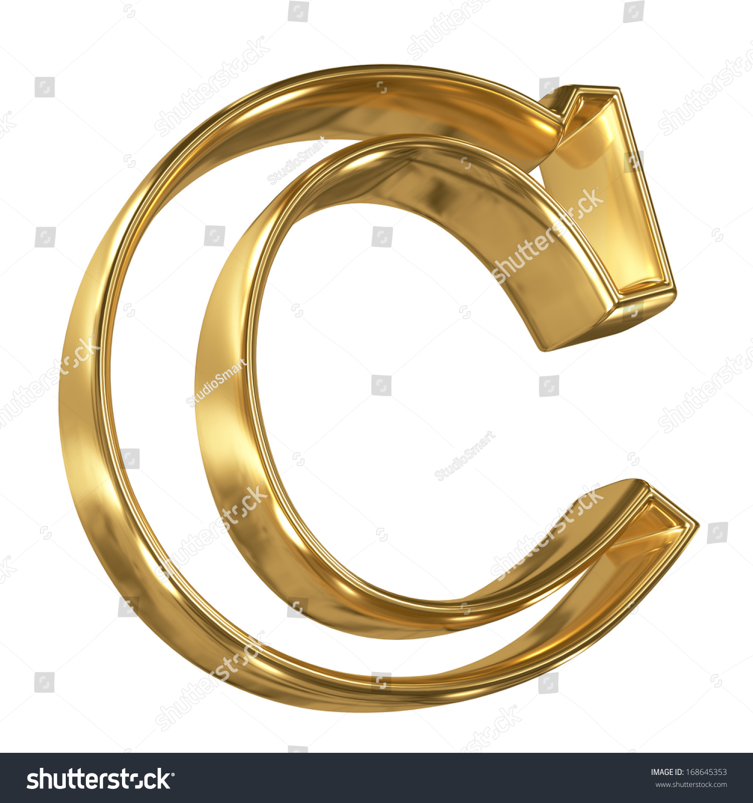 Hollow Noble Letter C Golden Glossy Shutterstock