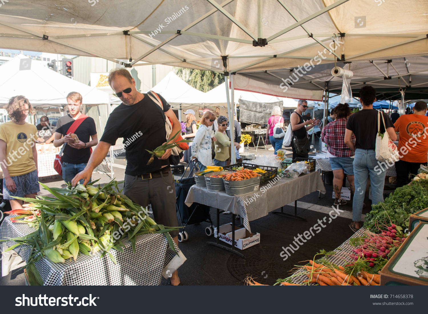 493 Hollywood Farmers Market Images Stock Photos Vectors Shutterstock   Stock Photo Hollywood Ca September The Hollywood Farmers Market In Los Angeles Is An Outdoor Street 714658378 