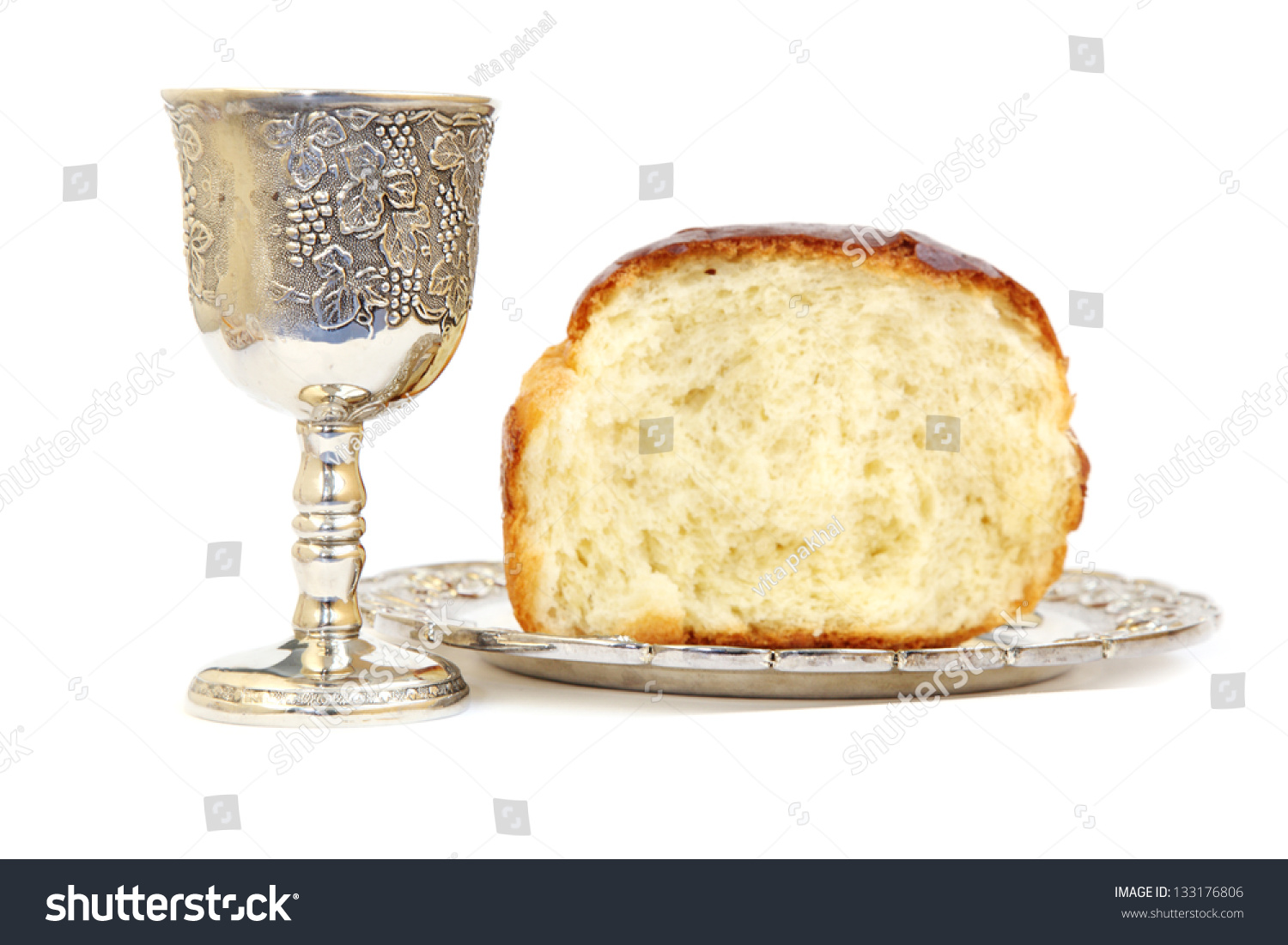 Holy Communion. Bread And Cup With Wine Stock Photo 133176806 ...