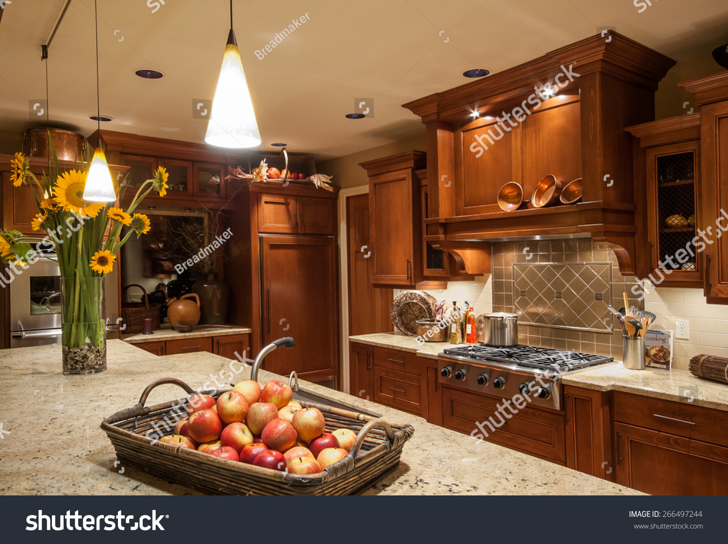 Home Kitchen Island Sink Cabinets Pendant Stock Photo 266497244 Home Kitchen Island Sink Cabinets Pendant Stock Photo 266497244