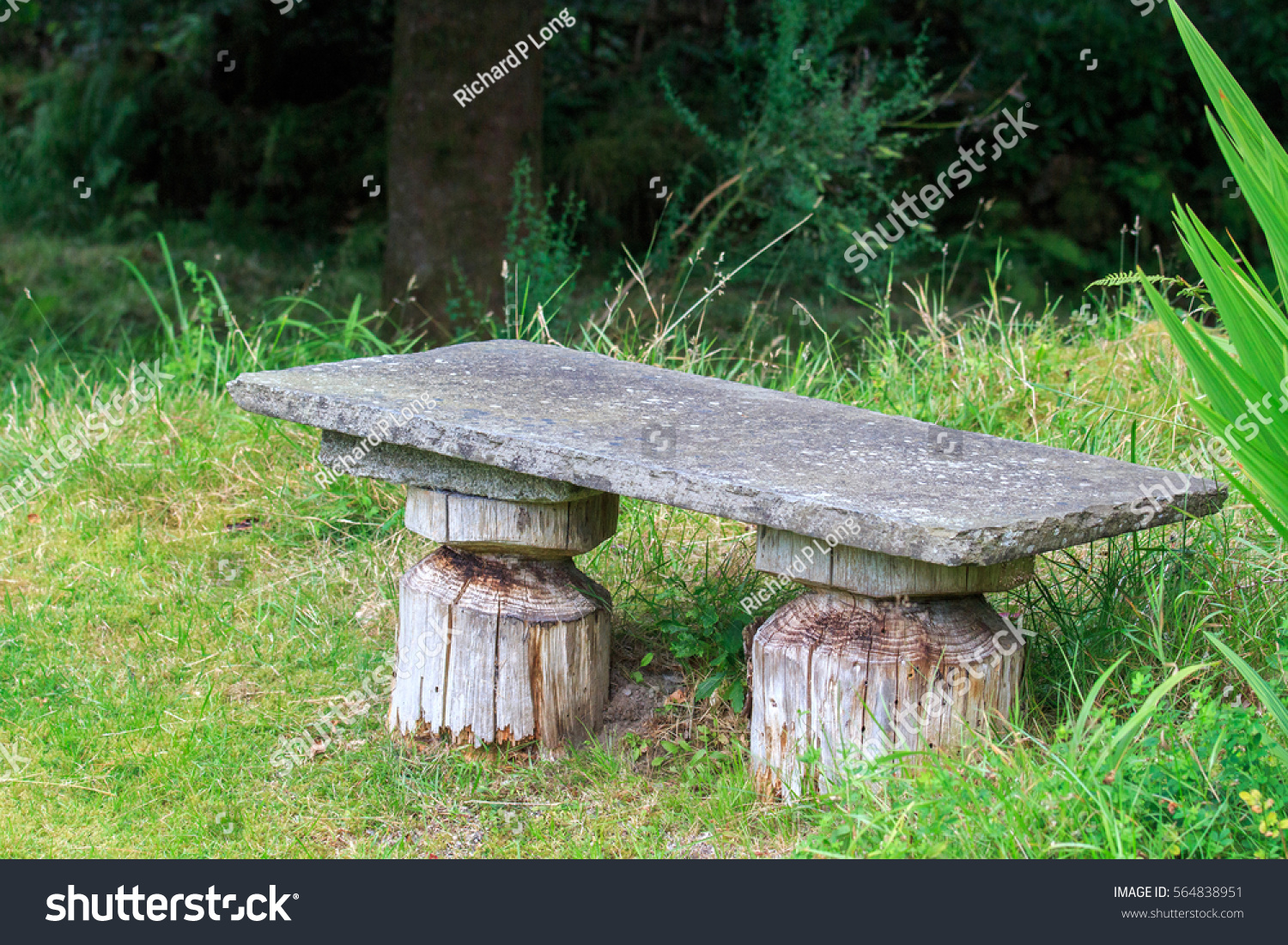 Home Made Garden Bench Seat Stone Stock Photo Edit Now 564838951