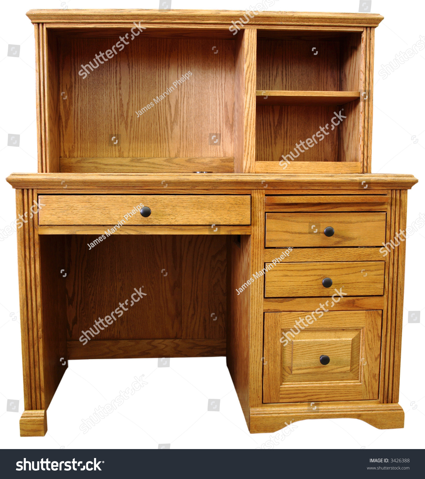 Home Office Computer Desk Honey Oak Stock Photo Edit Now 3426388