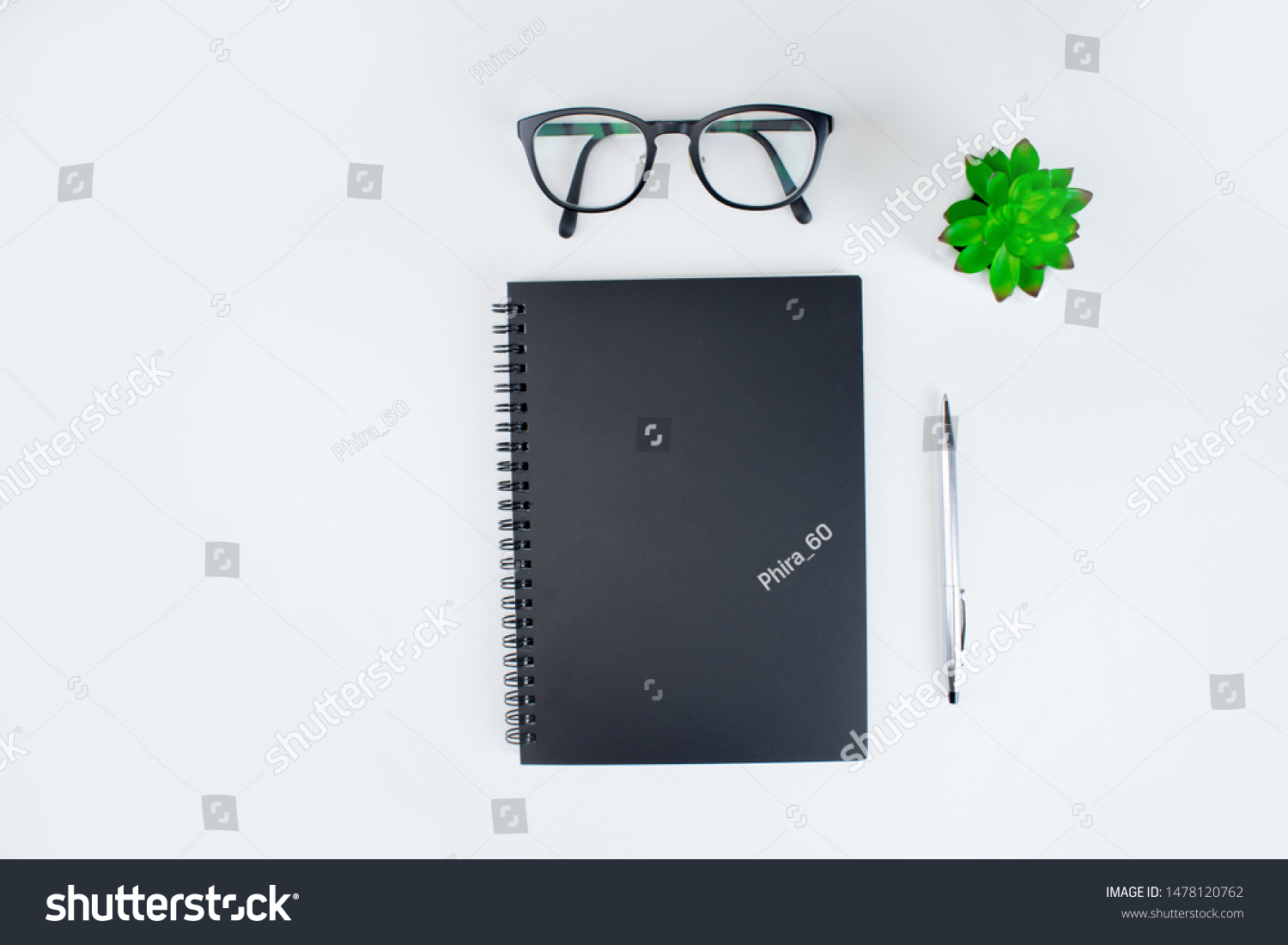 Home Office Desk Notebooks Glasses Pens Stock Photo Edit Now