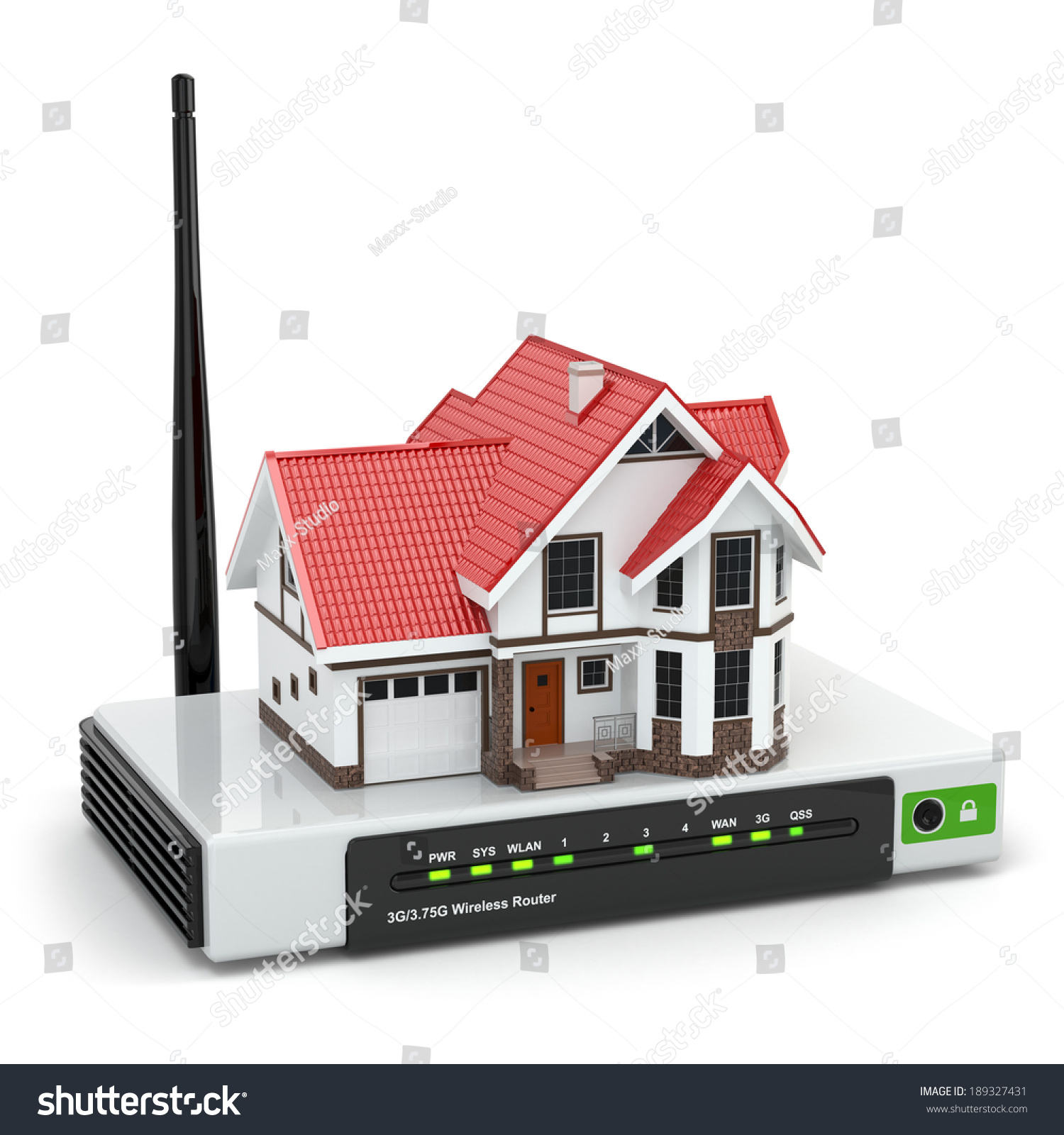 Home Wireless Network Concept House On Stock Illustration 189327431