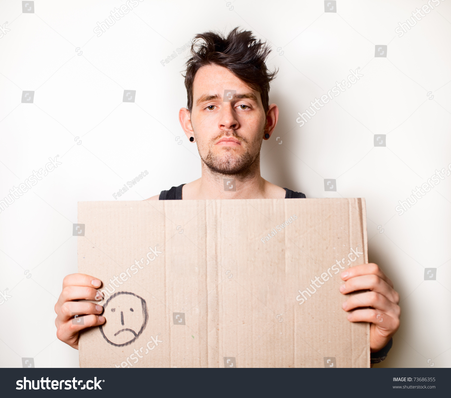 Homeless Man Holding Blank Cardboard Sign Stock Photo Edit Now