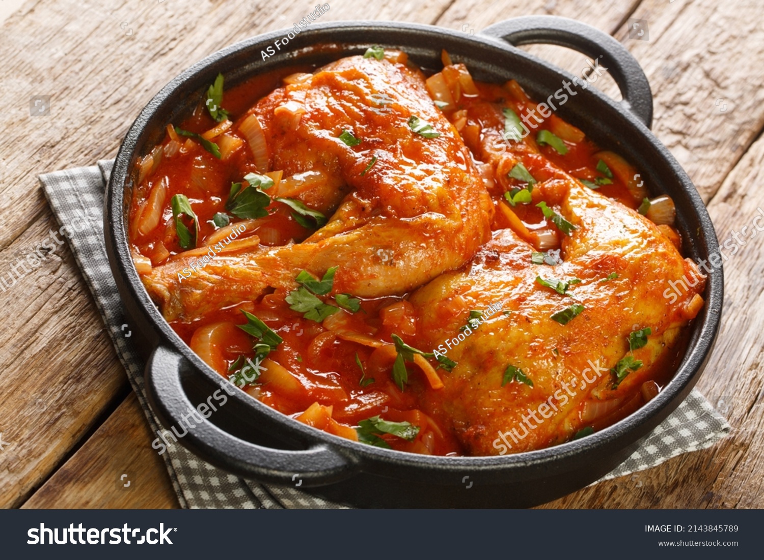 Homemade Baked Chicken Spicy Onion Tomato Stock Photo 2143845789