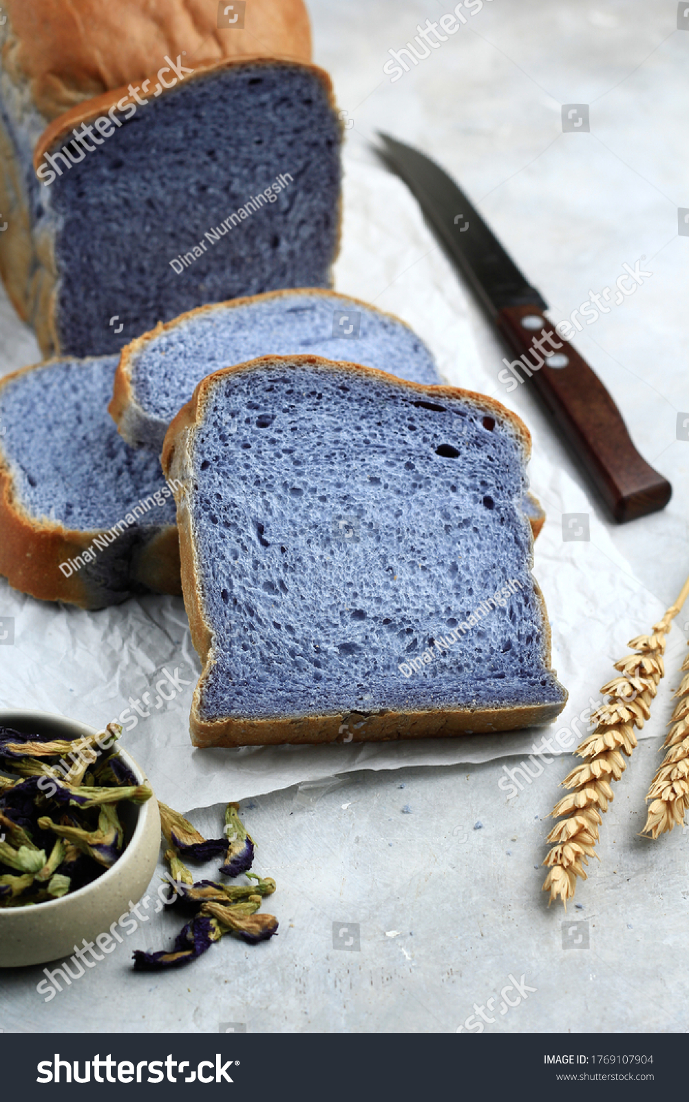 Homemade Bread Butterfly Pea Flower Ingredients Stock Photo Edit Now