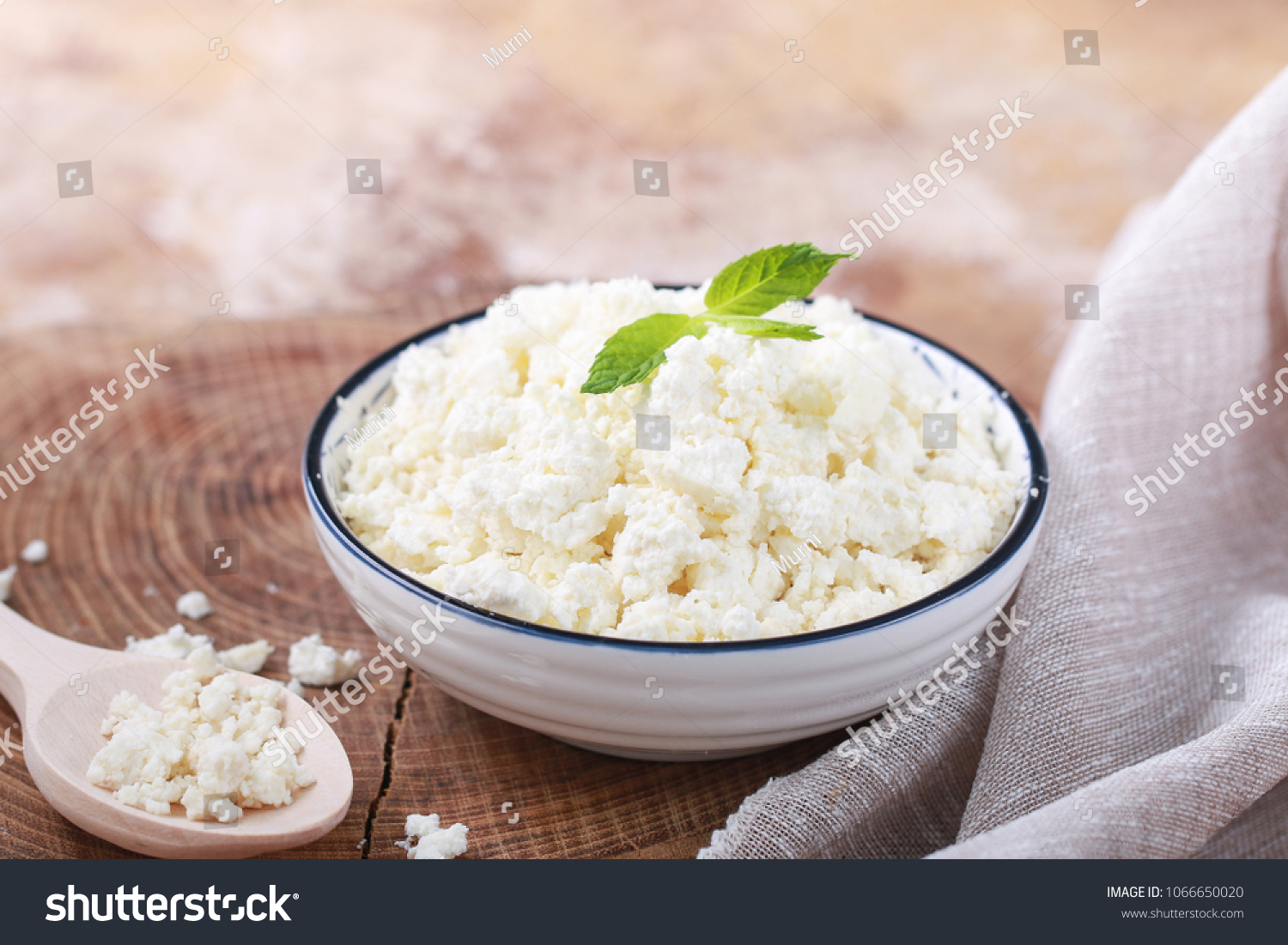 Homemade Cottage Cheese White Bowl Wooden Stock Photo Edit Now