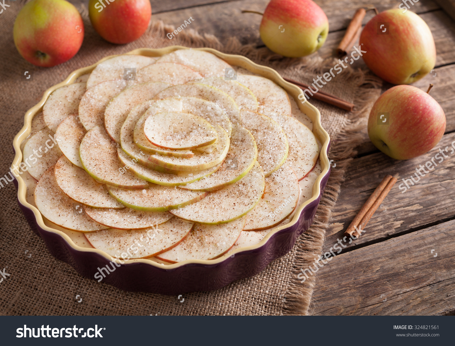 Homemade Delicious Traditional Apple Pie Sweet Dessert Preparation Recipe With Apples And Cinnamon On Vintage Wooden Homemade Delicious Traditional Apple Pie Sweet Dessert Preparation Recipe With Apples And Cinnamon On Vintage Wooden