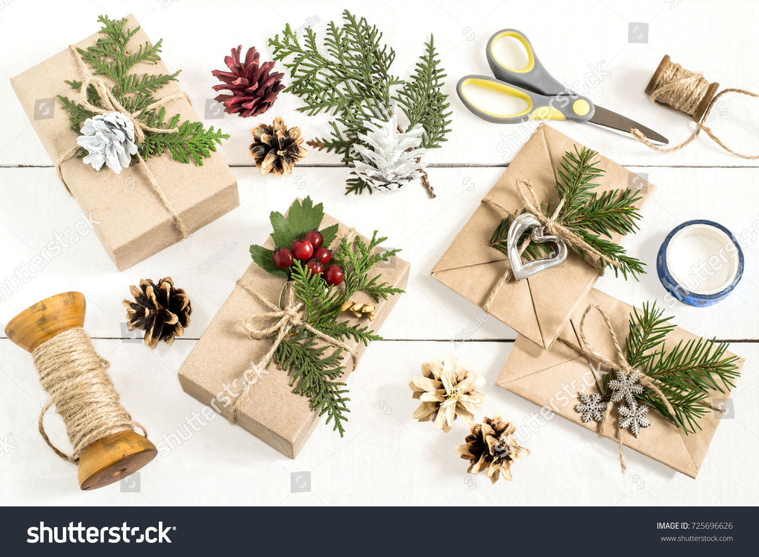 Download Homemade Gift Box Decoration Christmas Diy Stock Photo Edit Now 725696626 PSD Mockup Templates