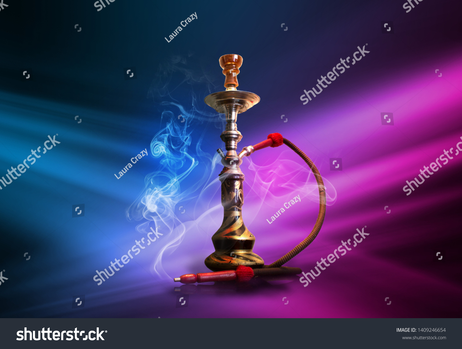 Hookah Smoke On Dark Abstract Background Stock Illustration 1409246654