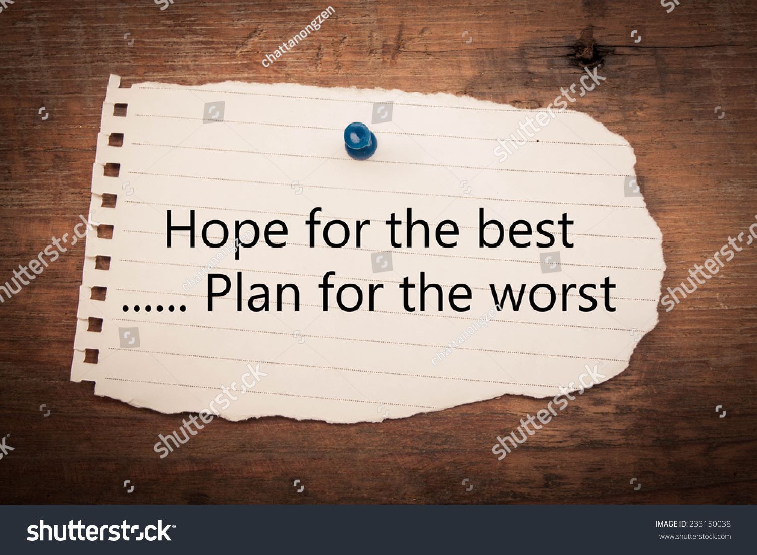 Hope Best Plan Worst Text On Stock Photo 233150038