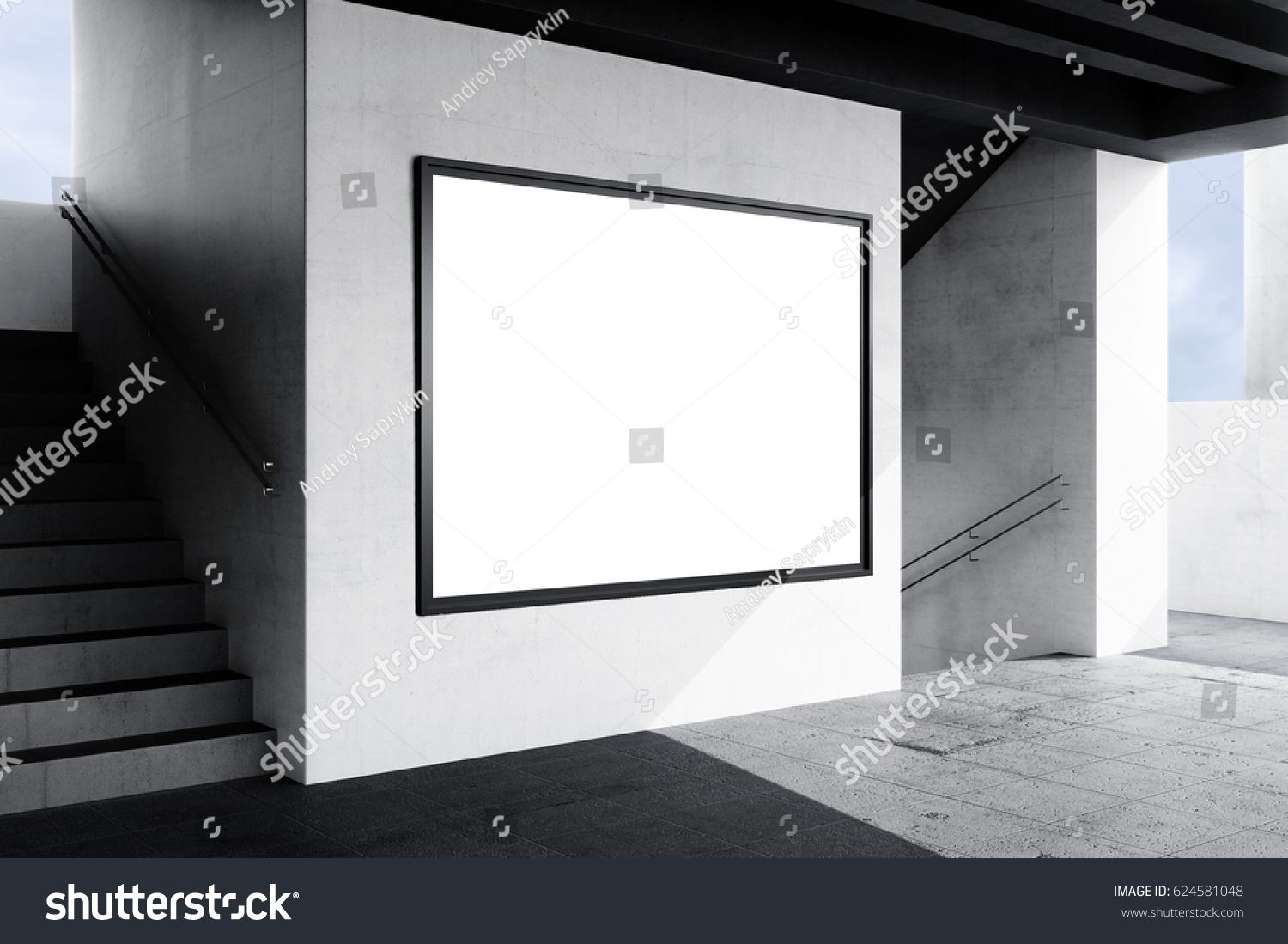 Download Horizontal Poster Mockup Industrial Black White Stock Illustration 624581048 PSD Mockup Templates