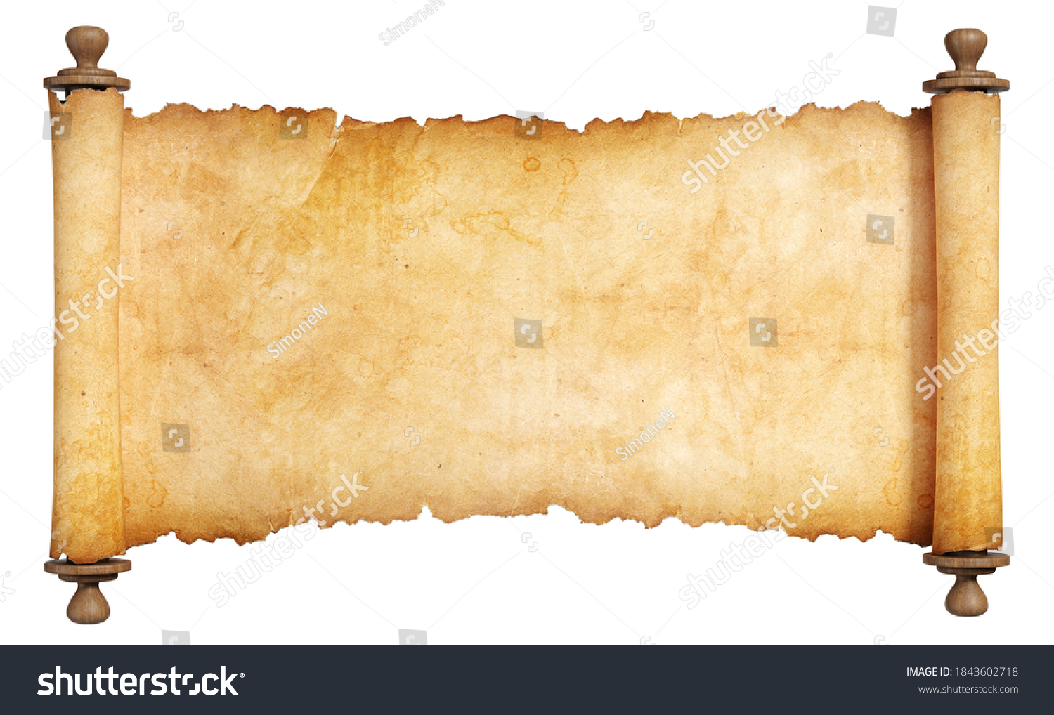 Horizontal Vintage Scroll Wooden Handles Isolated Stock Illustration ...