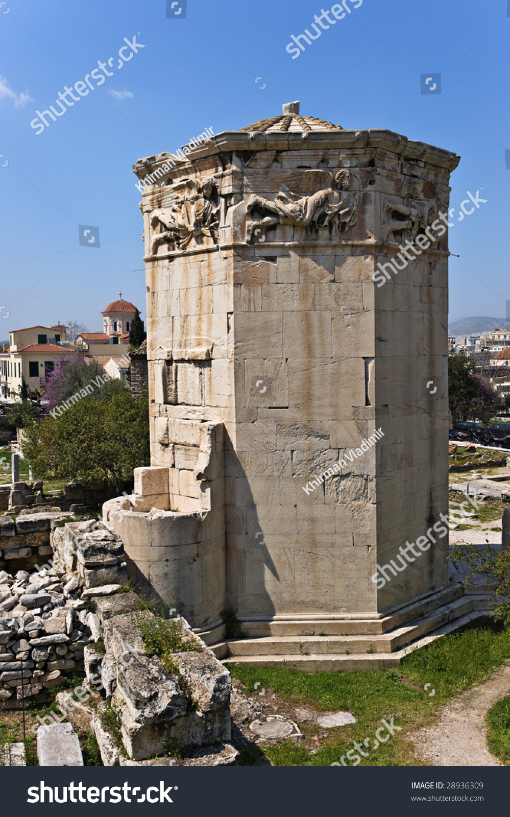 Horologion, Tower Of The Winds, Roman Agora Of Athens, Greece Stock ...