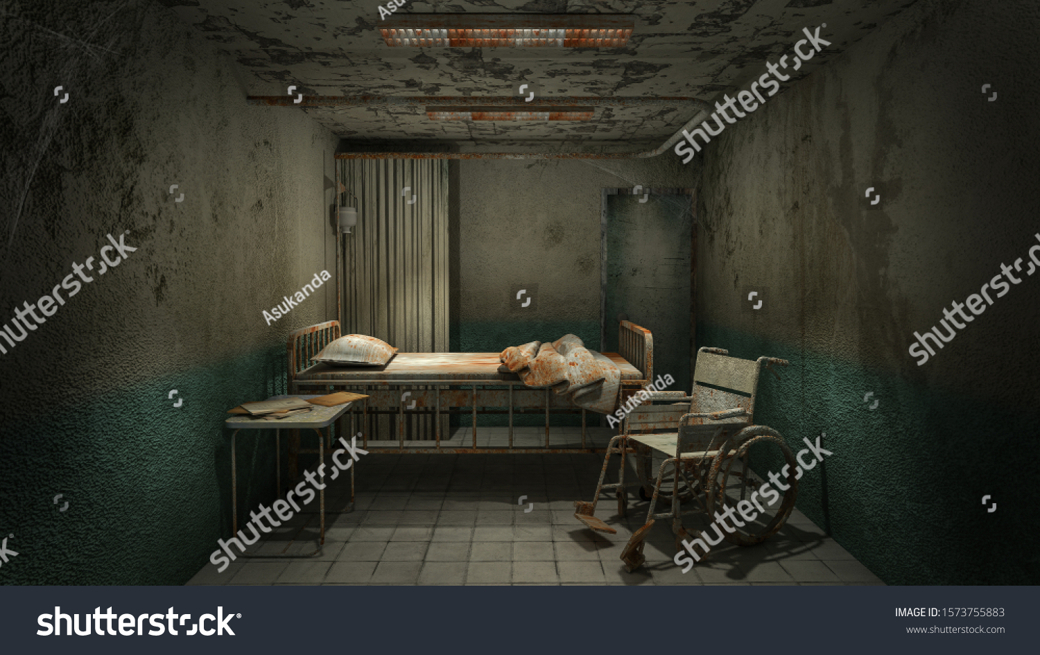 Horror Creepy Ward Room Hospital Blood Stock Illustration 1573755883 ...