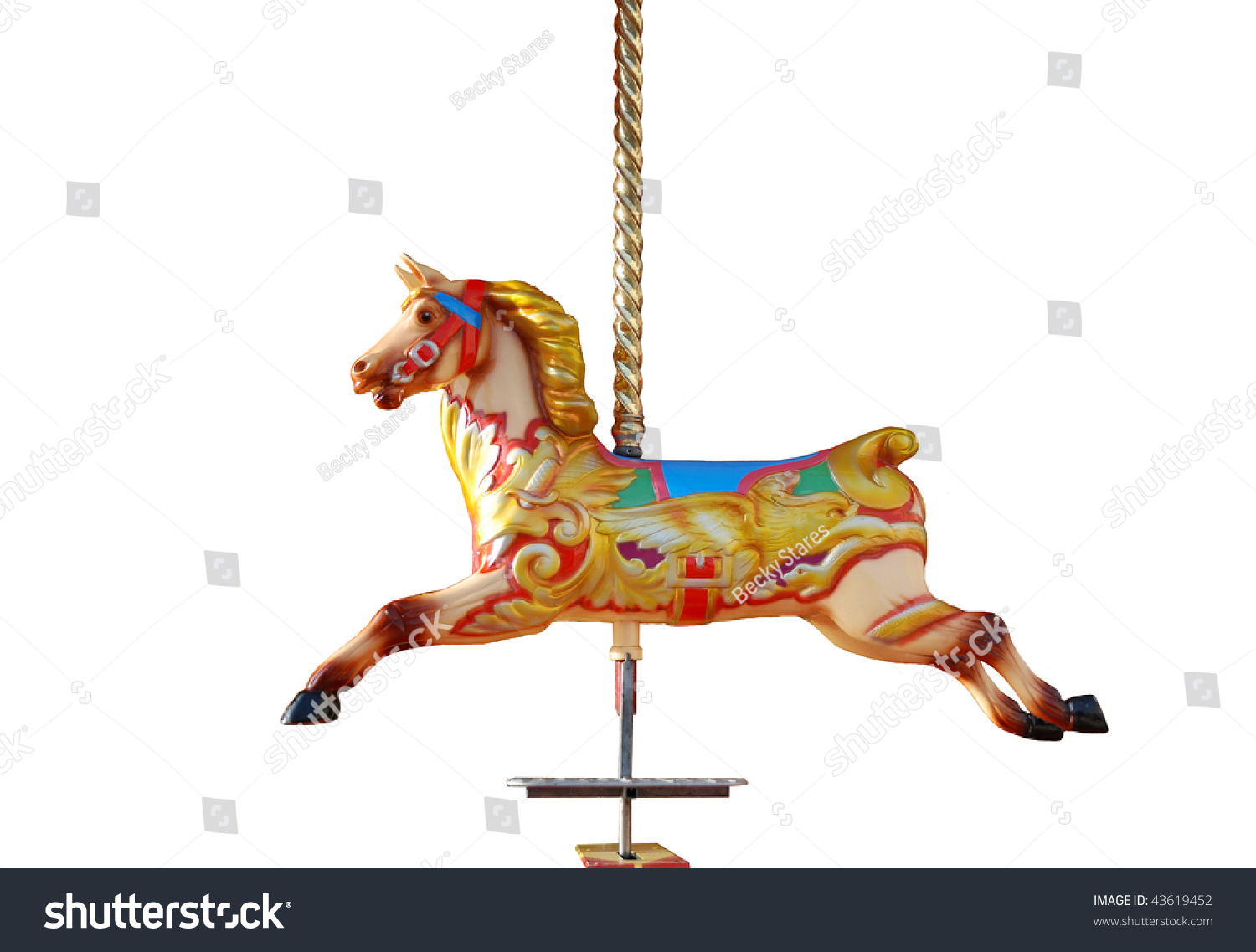 Horse From A Musical Fairground Carousel, Isolated On A Pure White ...