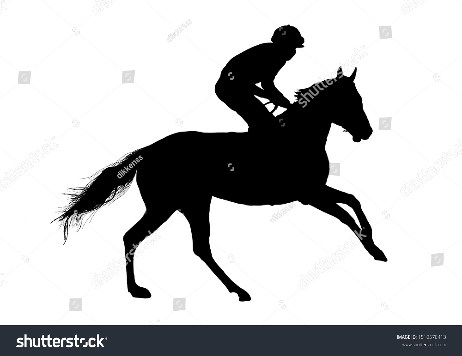 Horse Jockey Racing Black Silhouette Isolated Stock Illustration ...