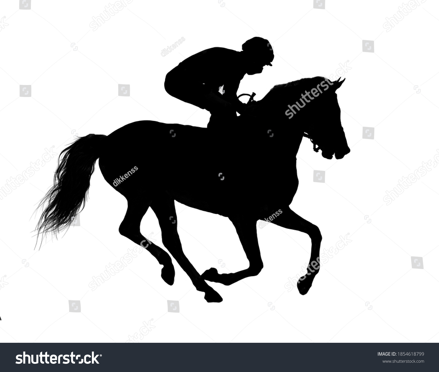 Horse Jockey Racing Black Silhouette Isolated Stock Illustration 1854618799