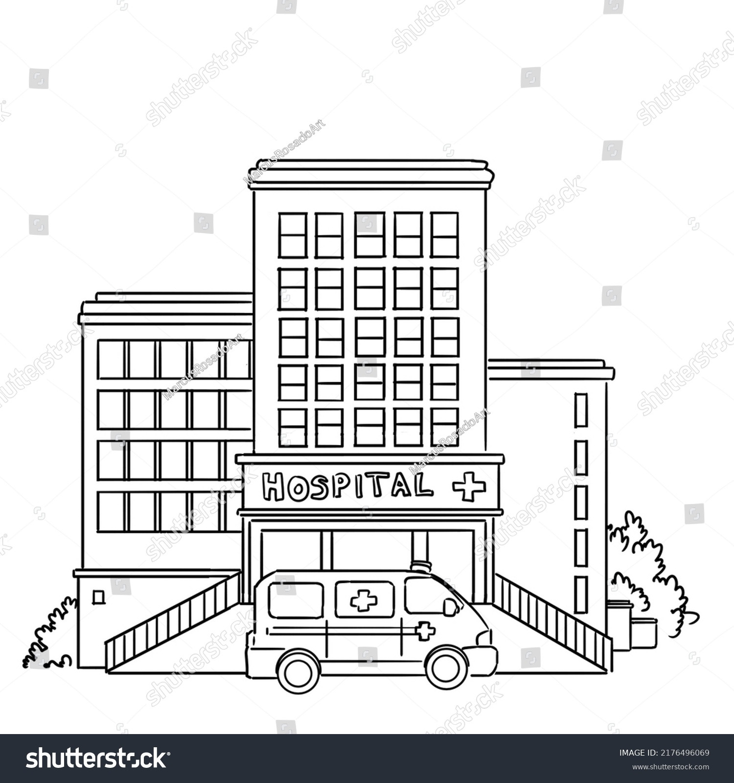 Hospital Building Health Car Ambulance Stock Illustration 2176496069 ...