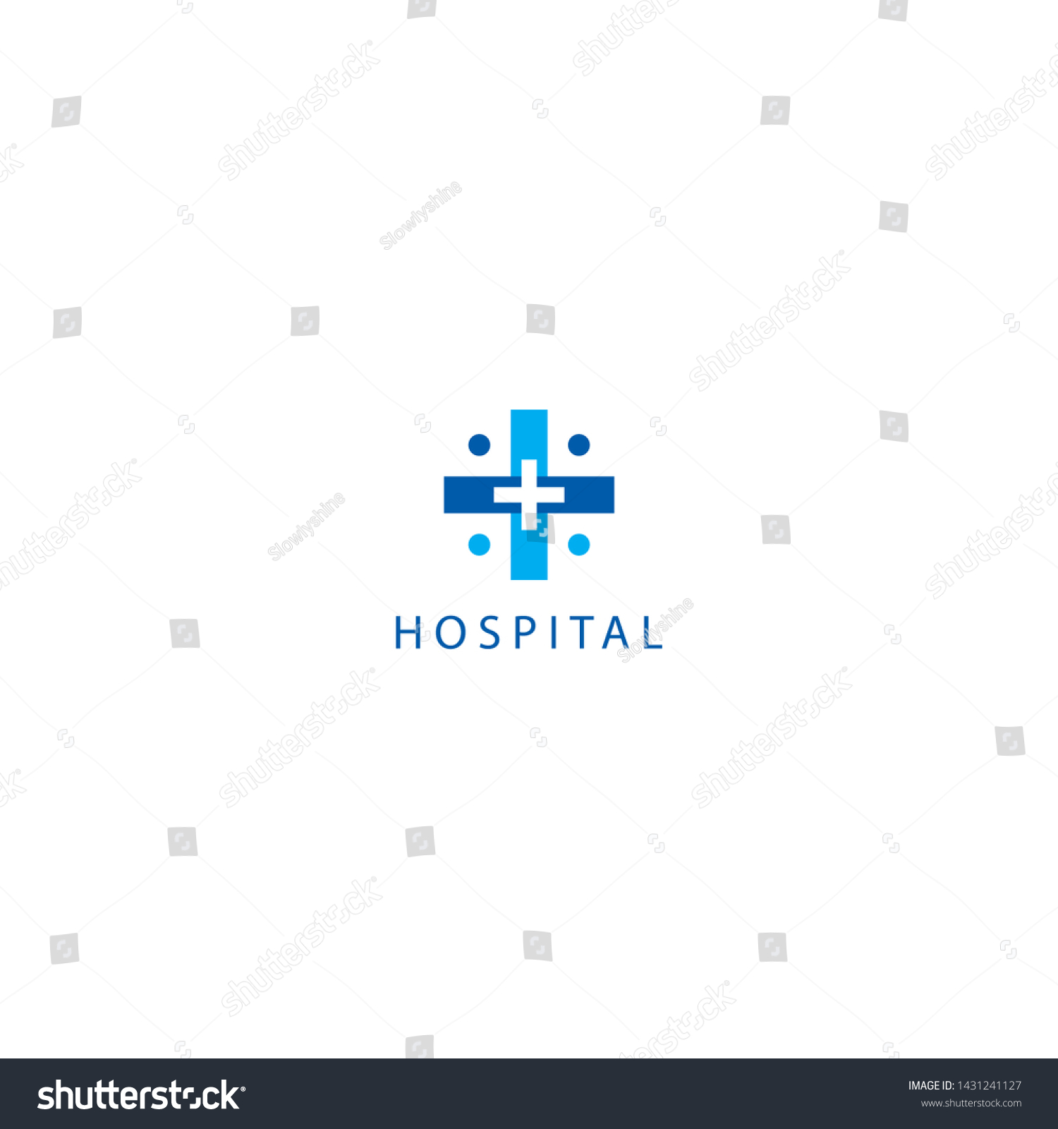 Hospital Logo Blue Accents Plus Symbols Stock Illustration 1431241127 ...