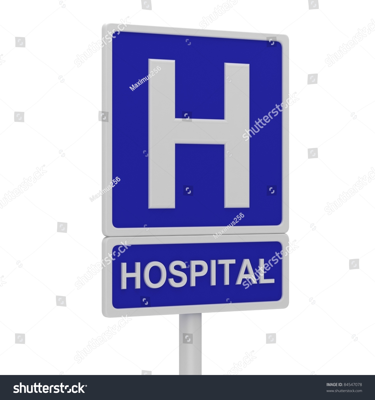 Hospital Road Sign On White Background Stock Illustration 84547078