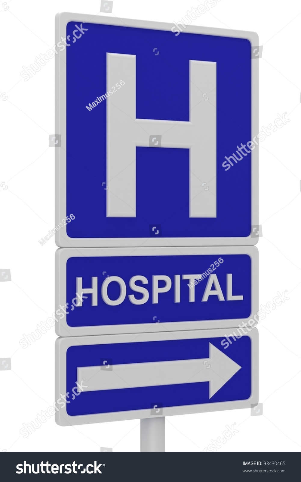 Hospital Road Sign On A White Background. Stock Photo 93430465 ...