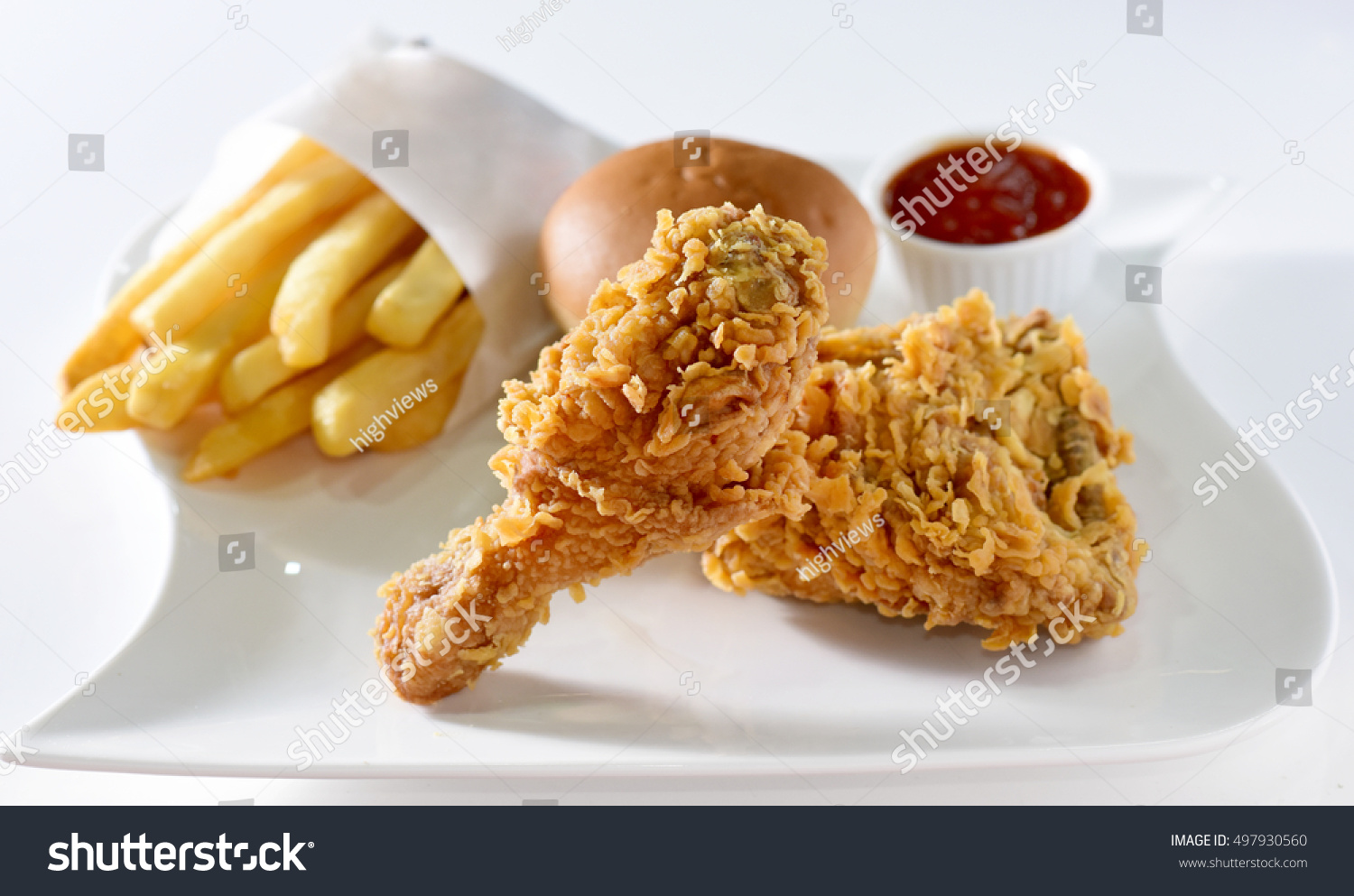 Hot Crispy Chicken Broast Fried Chicken Stock Photo (Edit Now) 497930560