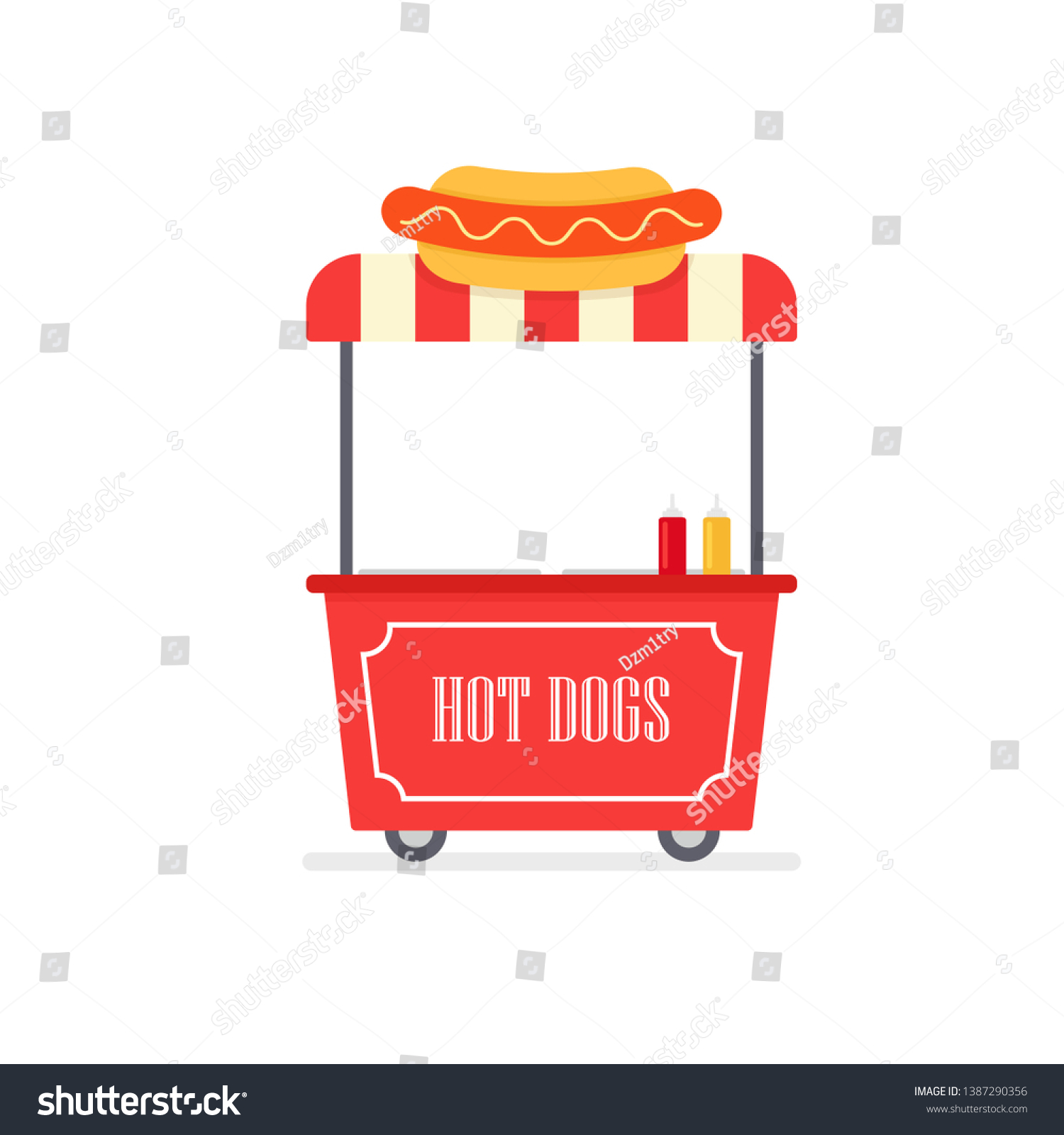 Hot Dog Cart Icon Clipart Image Stock Illustration 1387290356 