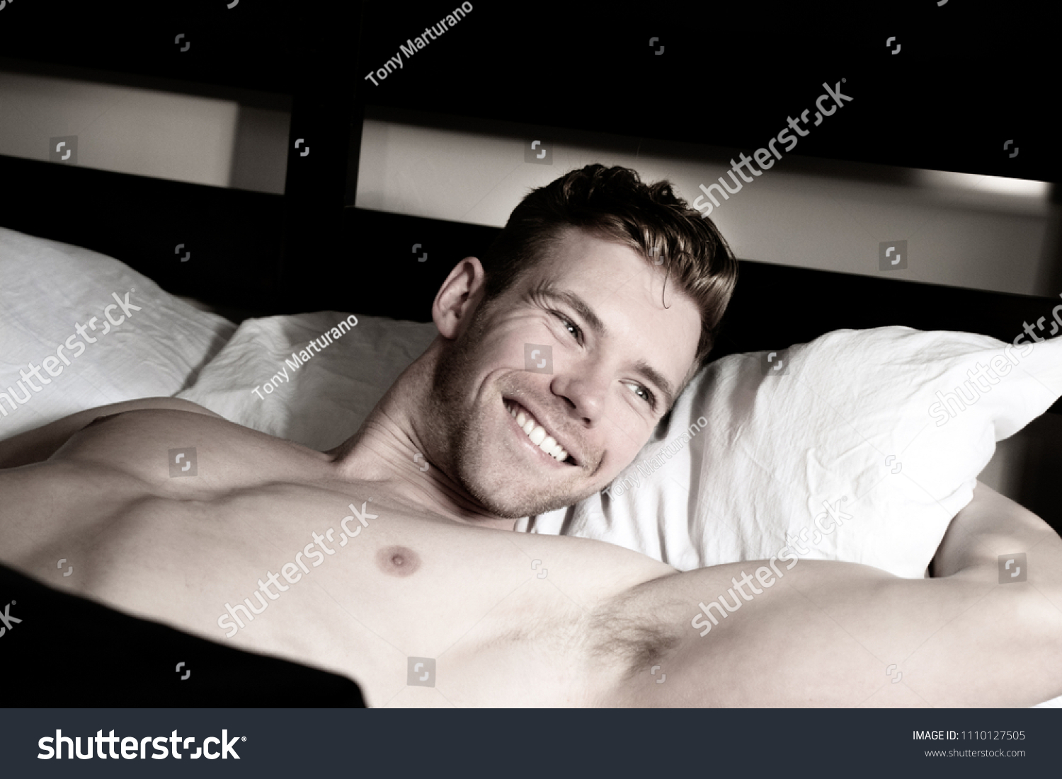 hot guy selfie bed sexy photo