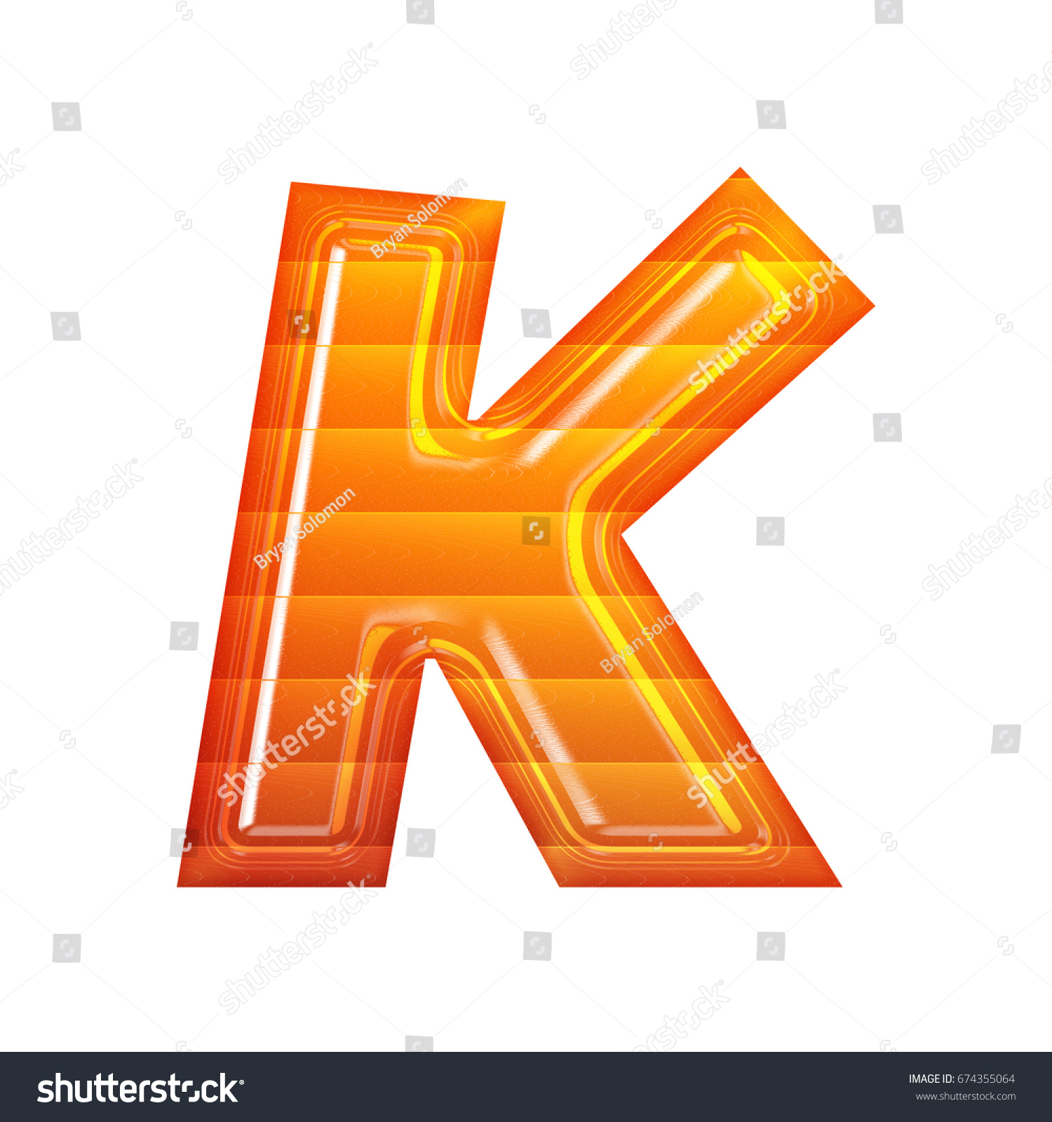 52 Hot orange glass uppercase or capital letter in a 3d illustration ...