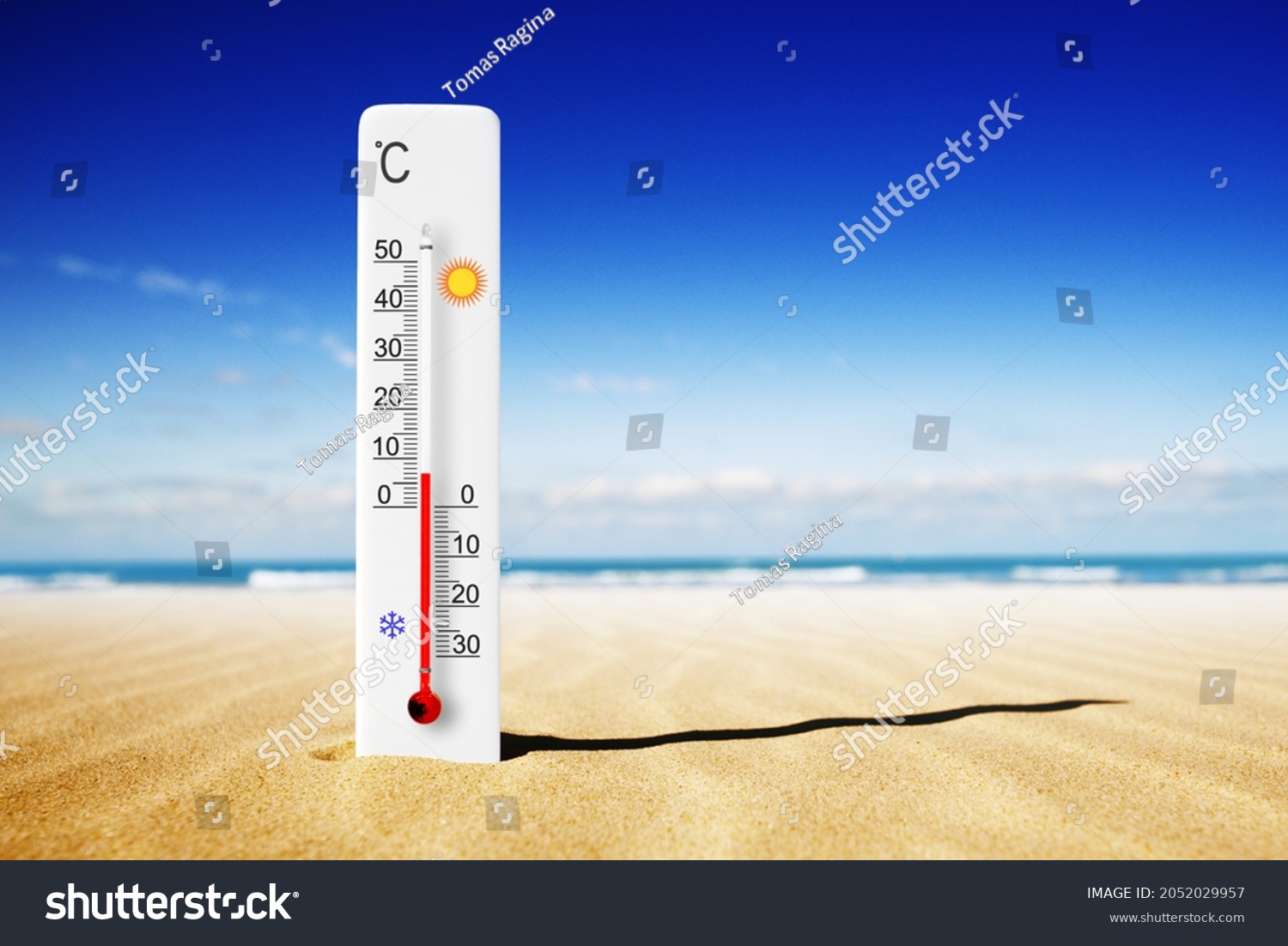 176 7 Degrees Celsius Images Stock Photos Vectors Shutterstock   Stock Photo Hot Summer Day Celsius Scale Thermometer In The Sand Ambient Temperature Plus Degrees 2052029957 