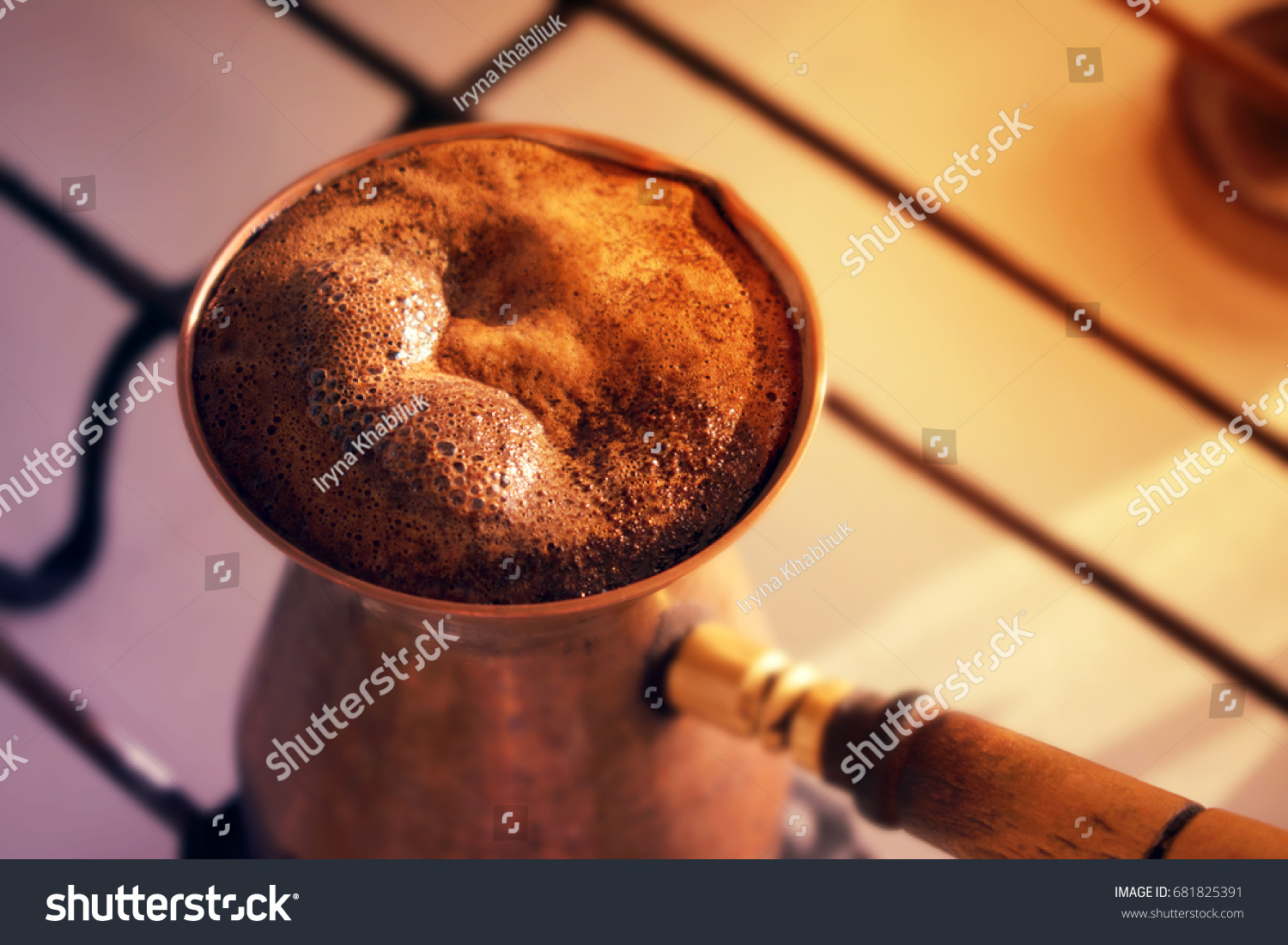 Hot Turkish Coffee Made Cezve Traditional Stock Photo Edit Now