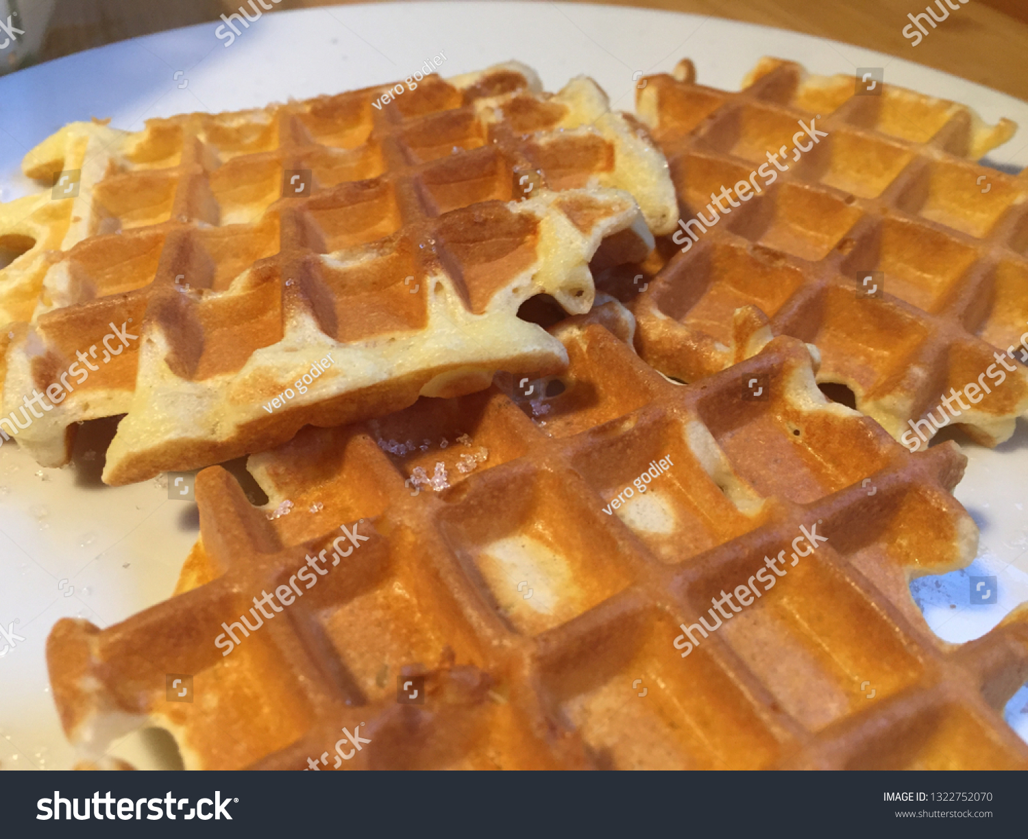 Hot Wafles On White Plate Stock Photo Edit Now 1322752070