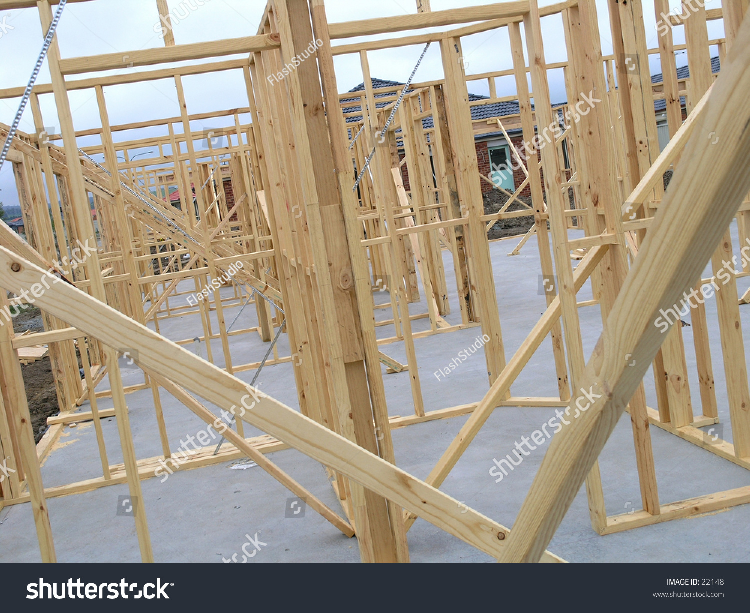 Photo Stage Frame Stock Bare House (Edit Studs Construction ...