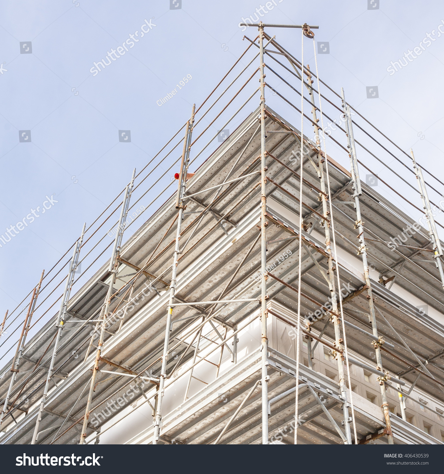 House For Renovation With The Scaffolding For Bricklayers Stock Photo ...