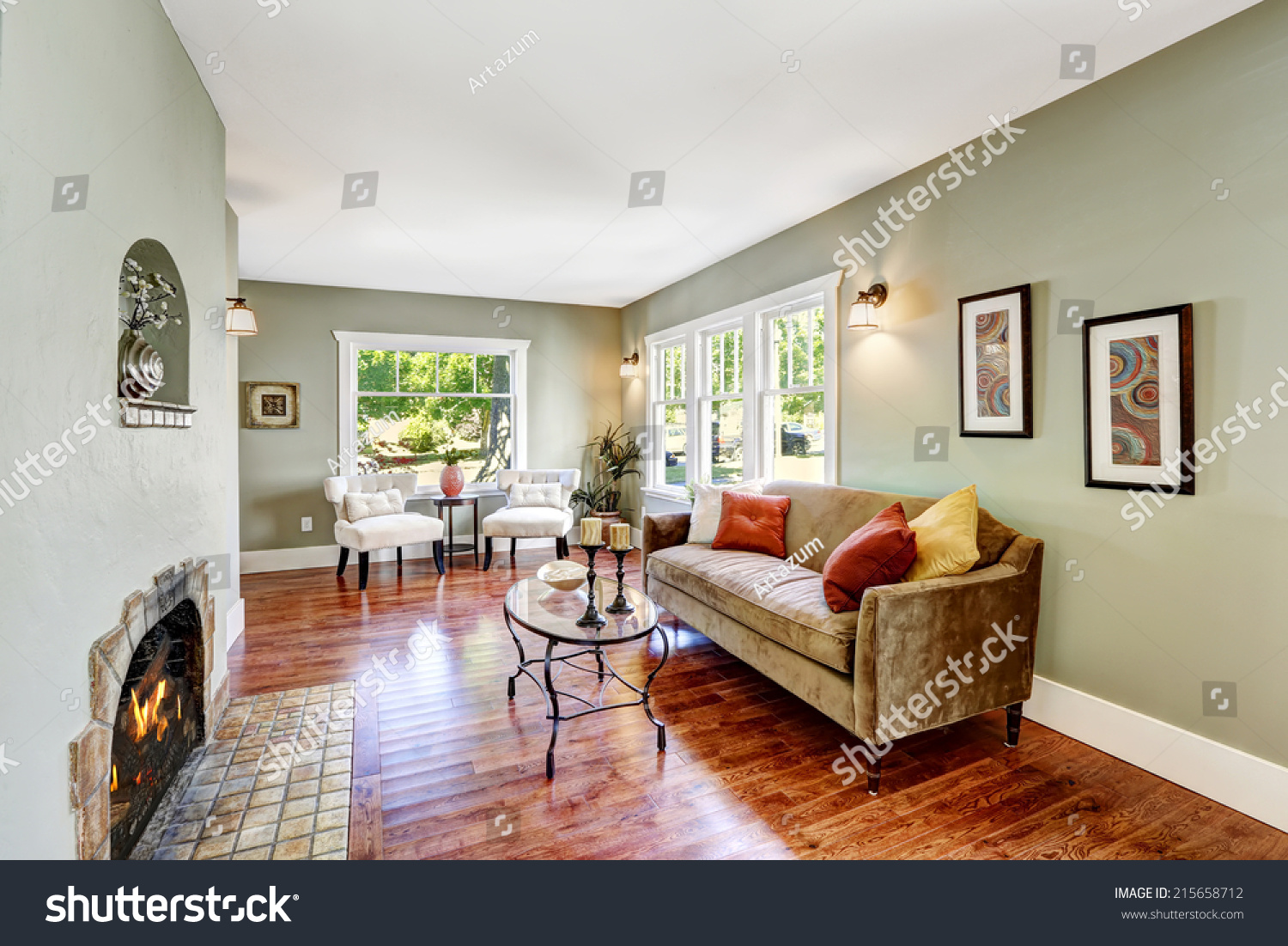 House Interior Soft Mint Color Hardwood Stock Photo Edit