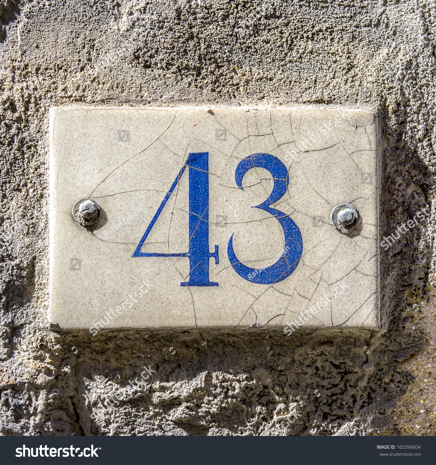 House Number Fortythree Ceramic Tile Stock