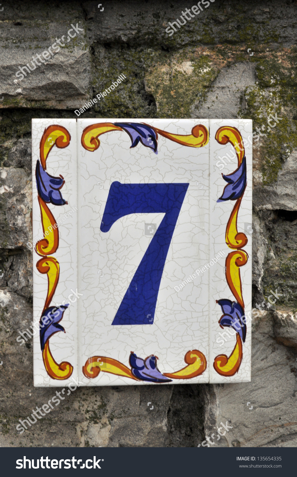 House Number 7, Made In Ceramic And Hand Painted Stock Photo 135654335 ...