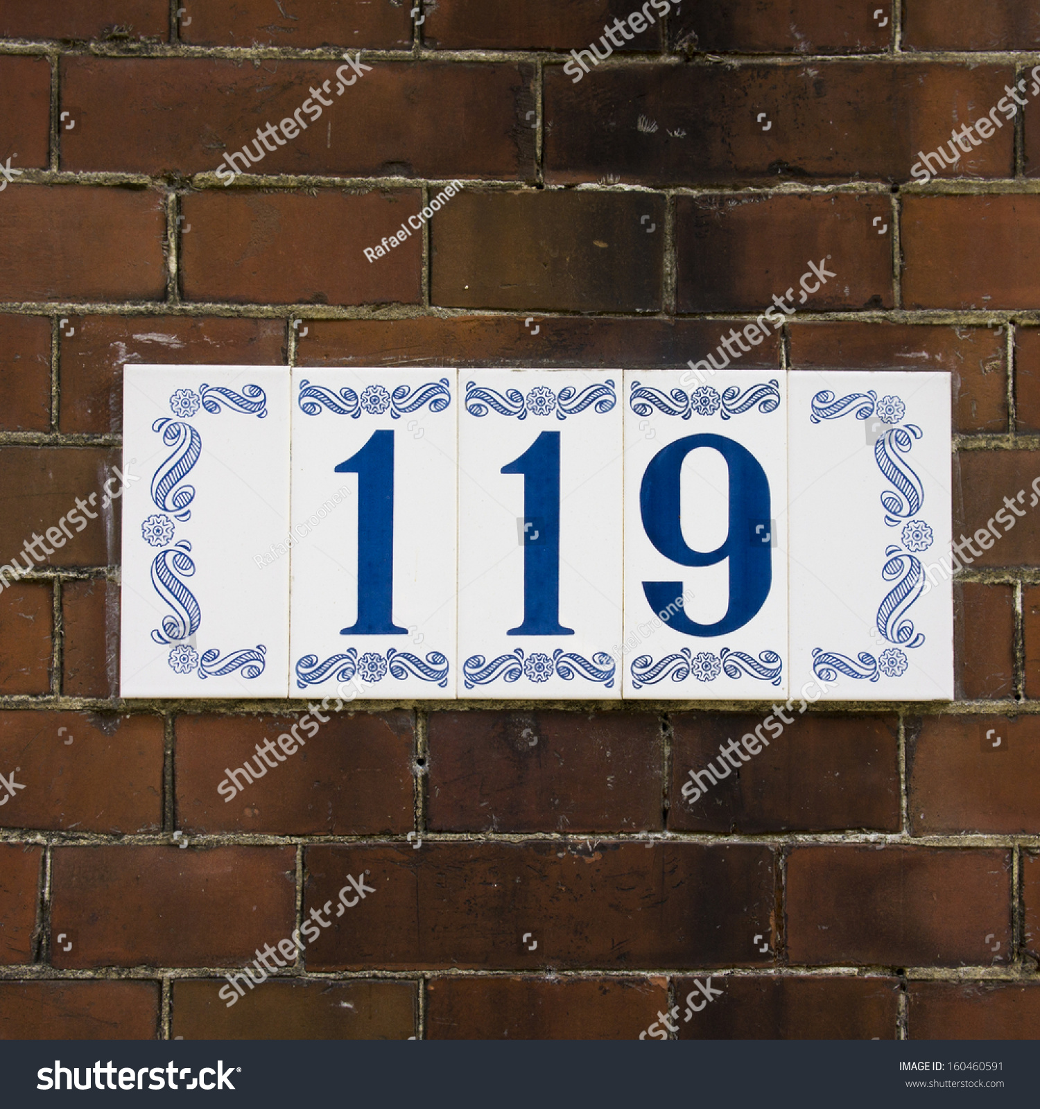 House Number e Hundred Nineteen Blue Stock Royalty Free