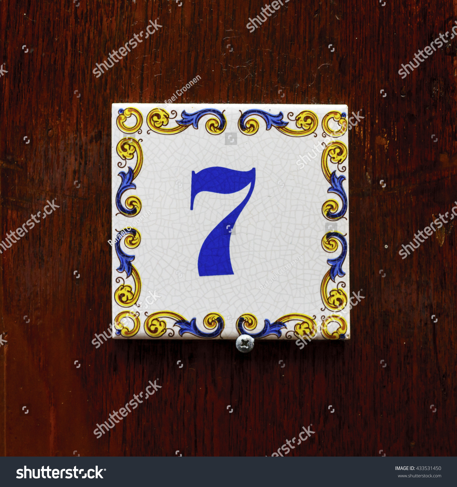 House Number Seven Ceramic Tile Stock Royalty Free