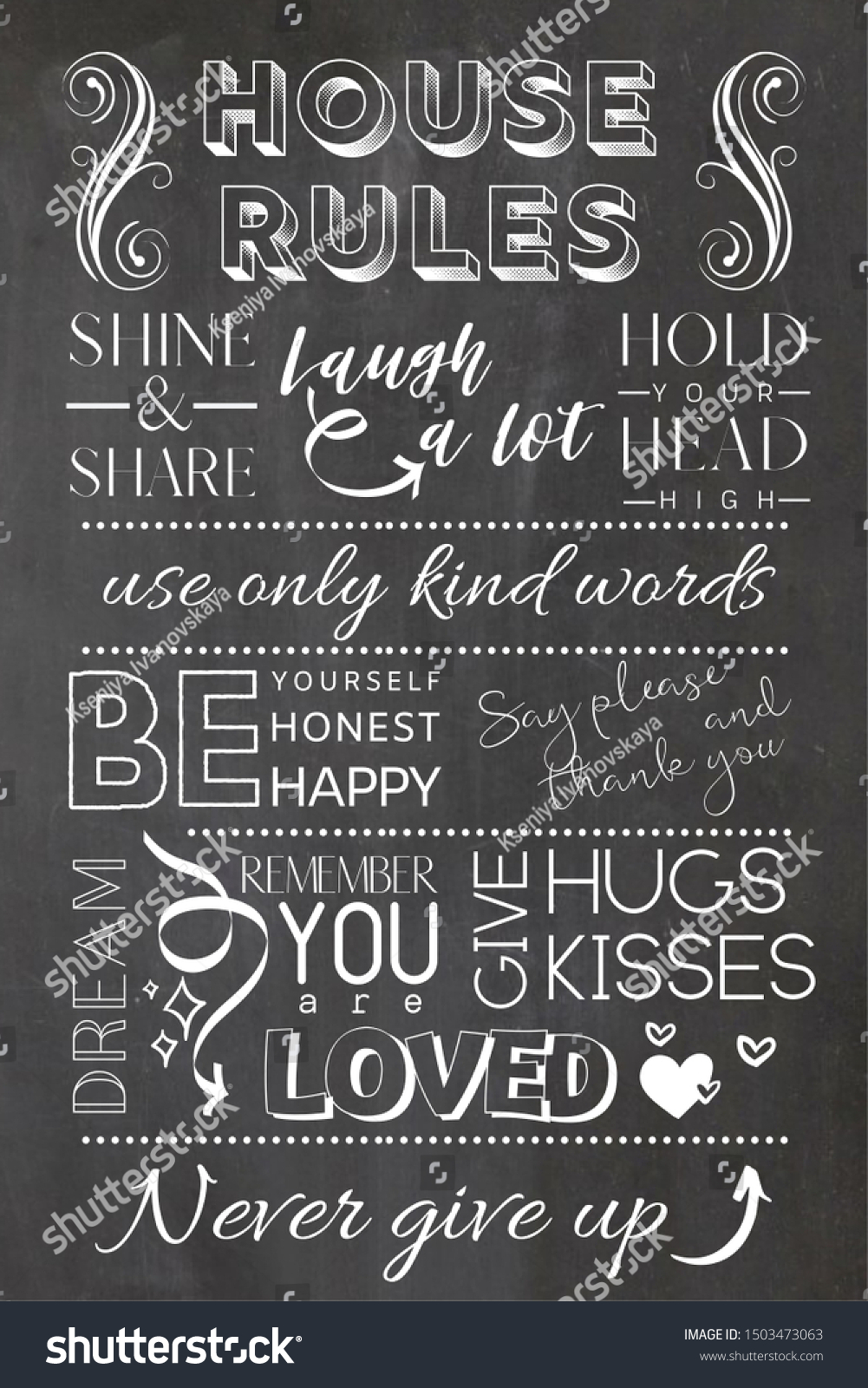 Family Rules House Rules Quotes high quality poster wall poster Choose your Size