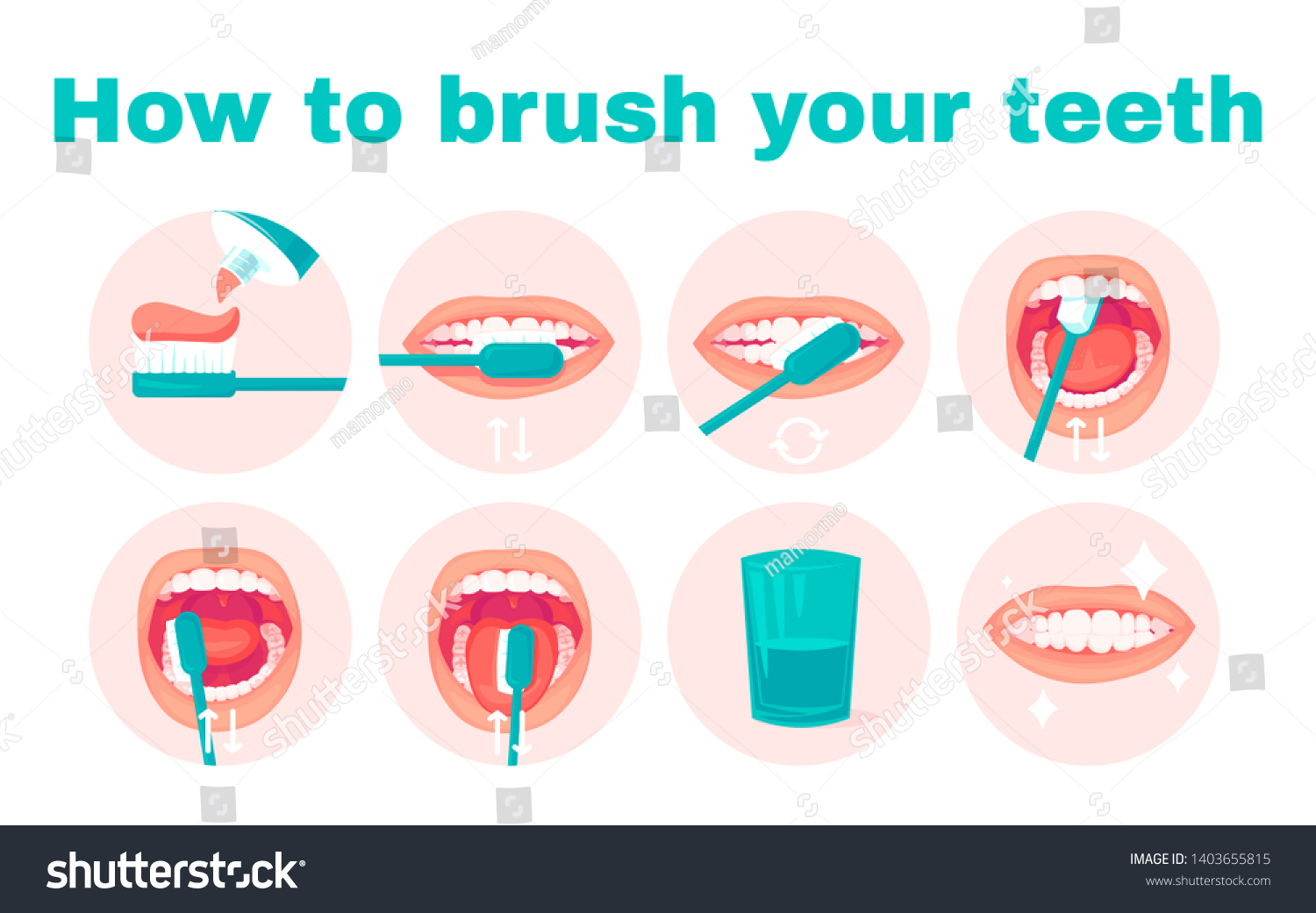 How Brush Your Teeth Stepbystep Instruction Stock Illustration 1403655815