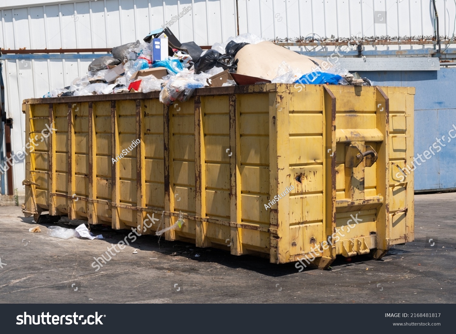 Huge Big Overloaded Dumpster Waste Container Stock Photo 2168481817 ...